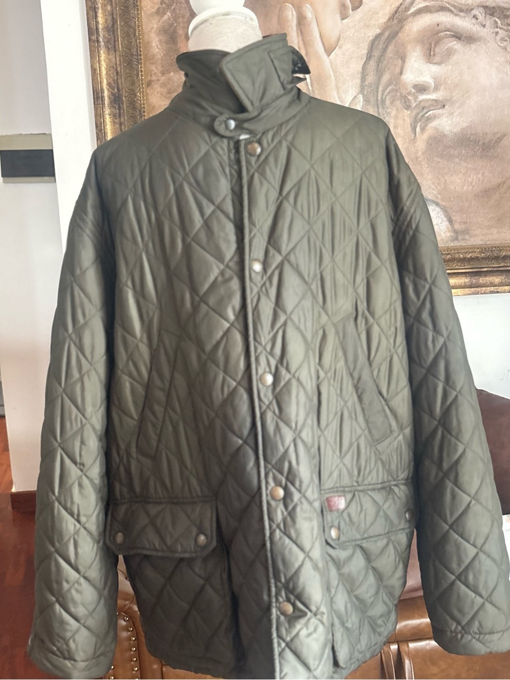 Vintage Polo by Ralph Lauren Quilted Olive Jacket XL Big. Larger and Taller fit